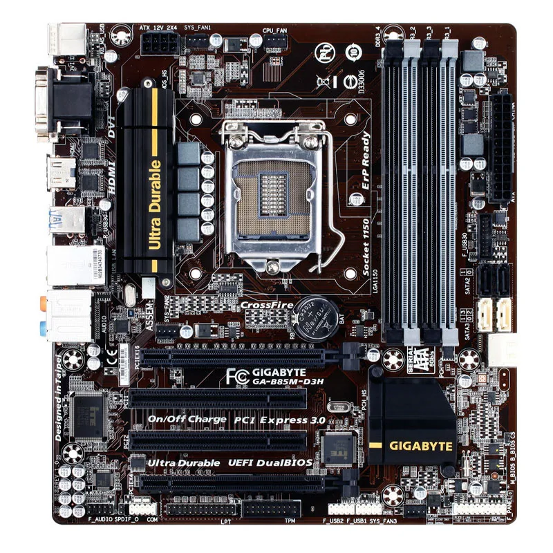 

Used GIGABYTE GA-B85M-D3H Socket LGA1150 DDR3 For Intel B85 B85M Original Desktop Motherboard