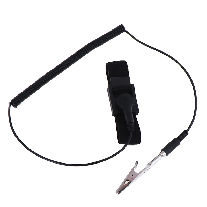 Adjustable Anti Static Bracelet Electrostatic ESD Discharge Cable Wrist Band Strap Hand Grounding Wire Cordless Wireless Clip