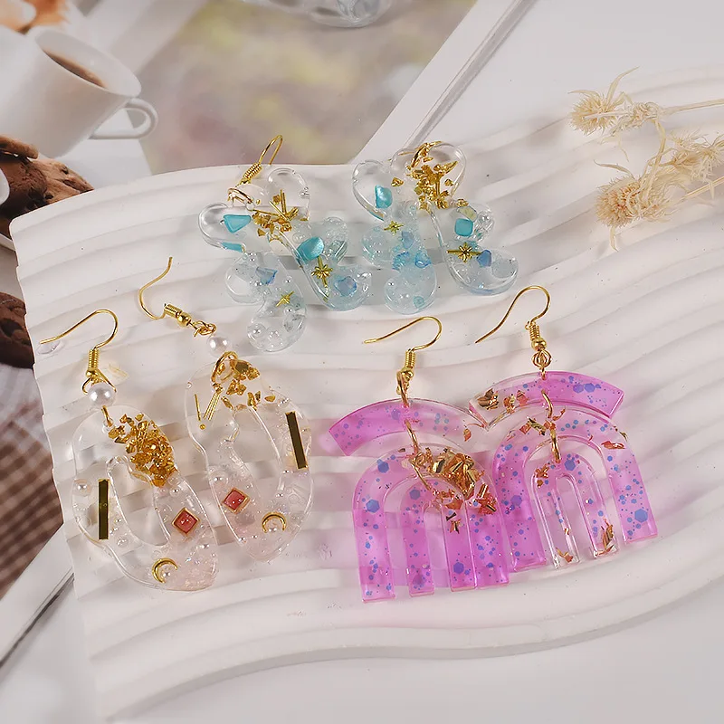 DIY Kristall-Epoxidharz Unregelmäßige Ohrringe Anhänger Silikonform Geometrie Halskette Anhänger Schmuckherstellung Schlüsselanhänger Bastelset – Detail 6