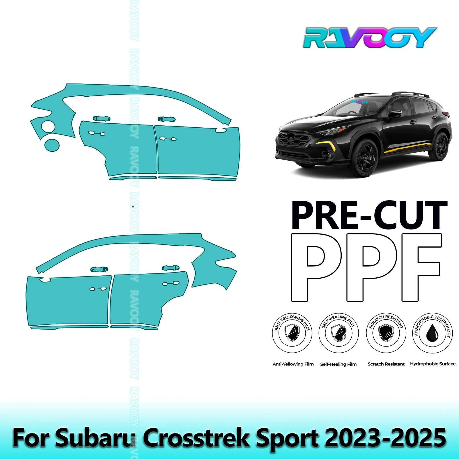 

For Subaru Crosstrek Sport 2023-2025 8.5mil Clear Matte Pre-Cut PPF Door & A/B Pillar Kit TPU Paint Protection Film Set