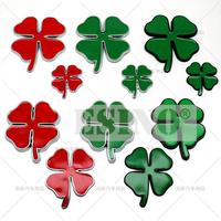 Car 3D Metal Chrome Zinc Alloy Emblem Lucky Four Leaves Clover Quadrifoglio Car Badge Body Trunk Fender Adhensive Sticker