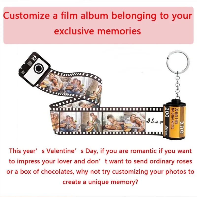 Keychain Customized Gift 10pcs Photos for Girl Memory Film DIY Photo Albums Anniversary Birthday Valentine\'s Day Bag Pendant