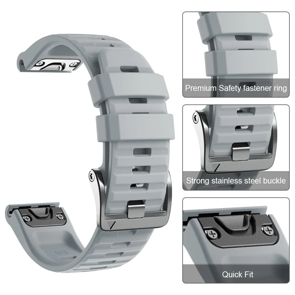 22 26Mm อย่างเป็นทางการ Quickfit สายนาฬิกาสำหรับ Garmin Fenix 6X/7X/5X/3ซิลิโคนสายรัดสำหรับ Fenix 6/7/5/945/935 Smartwatch อุปกรณ์เสริม