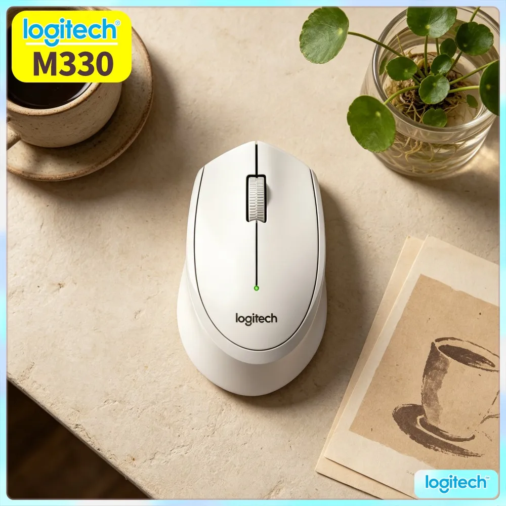 Logitech M330 Silent Wireless Mouse Precise Pointer For Online Study Course Notebook Desktop PC Home Office Daily Usage Task