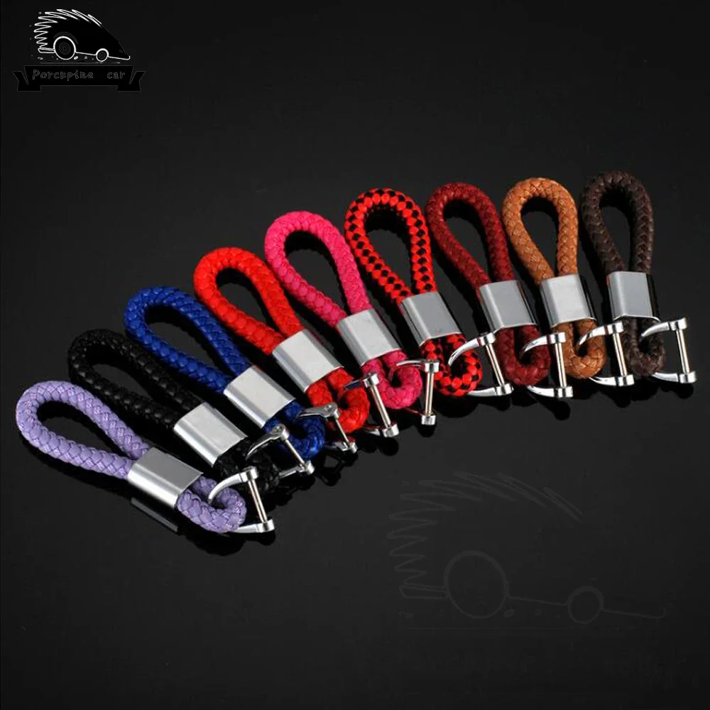 New Men Women's Braided Leather Strap Universal Car Key Chain Ring Keychain Fobs for jeep subaru toyota mazda vw mercedes jaguar