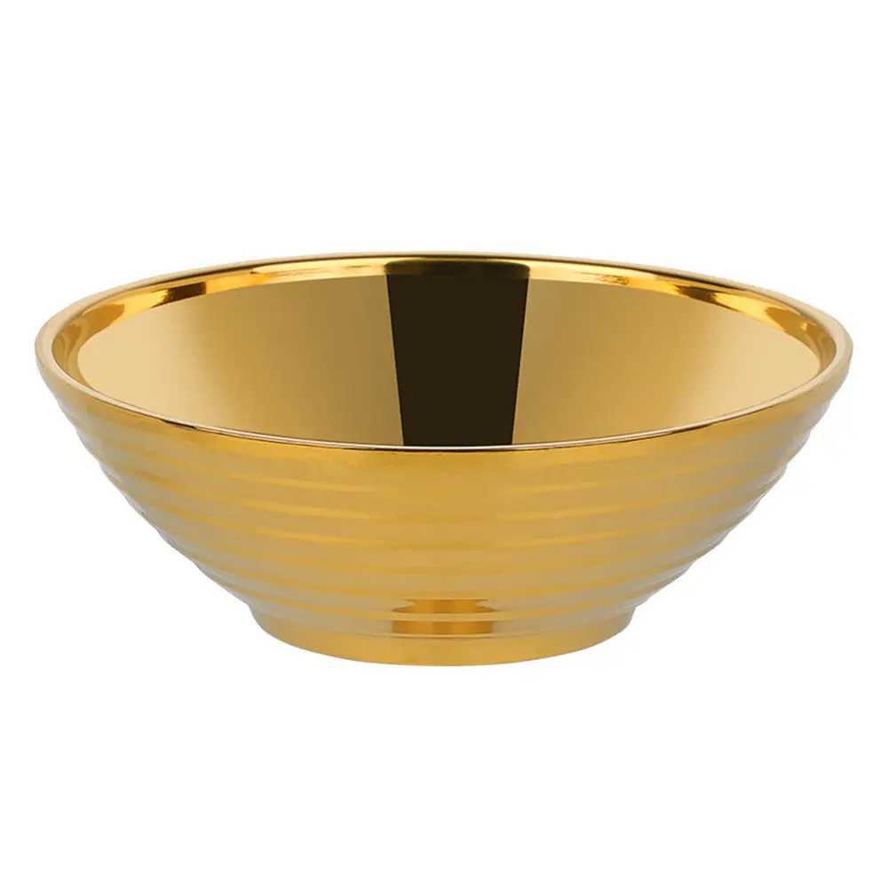 

Набор мисок для рамена из нержавеющей стали с золотистым покрытием, плоское дно, для лапши, салатов, еды, в японском стиле, сервировочная посуда