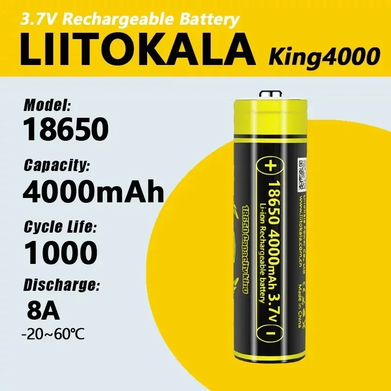 1-20pcs LiitoKala Lii-King4000 Highest Capacity 18650 4000mAh  battery Original 3.6V Reachargeable batteries for flashligh