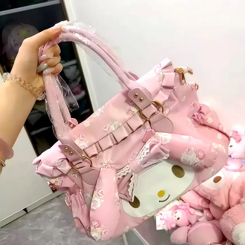 

Ditucu My Melody Women Handbag Shoulder Crossbody Bag Pink Floral Print Lace Bow Versatile Commute Birthday Gift For Women