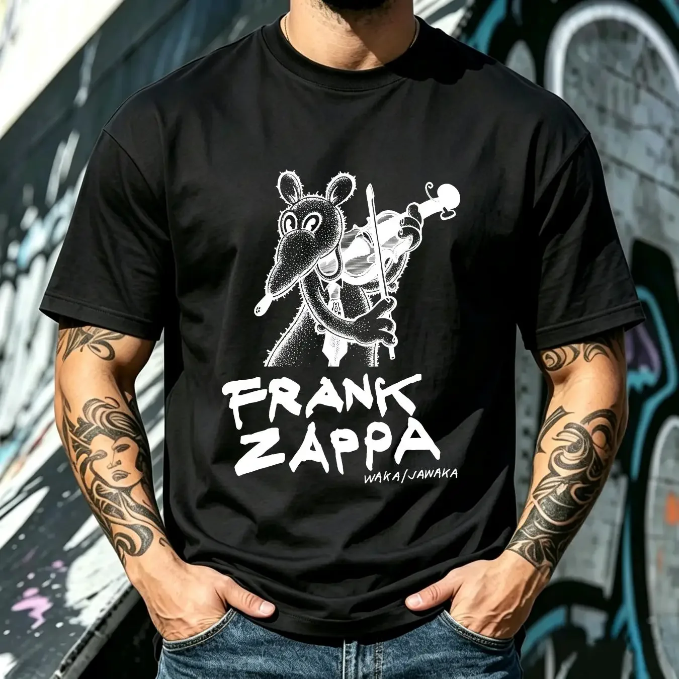 washed T Shirt Frank Zappa Waka Jawaka Album Cover Size S 5XL Retro vintage Washed streetwear Soft homme graphic Unisex