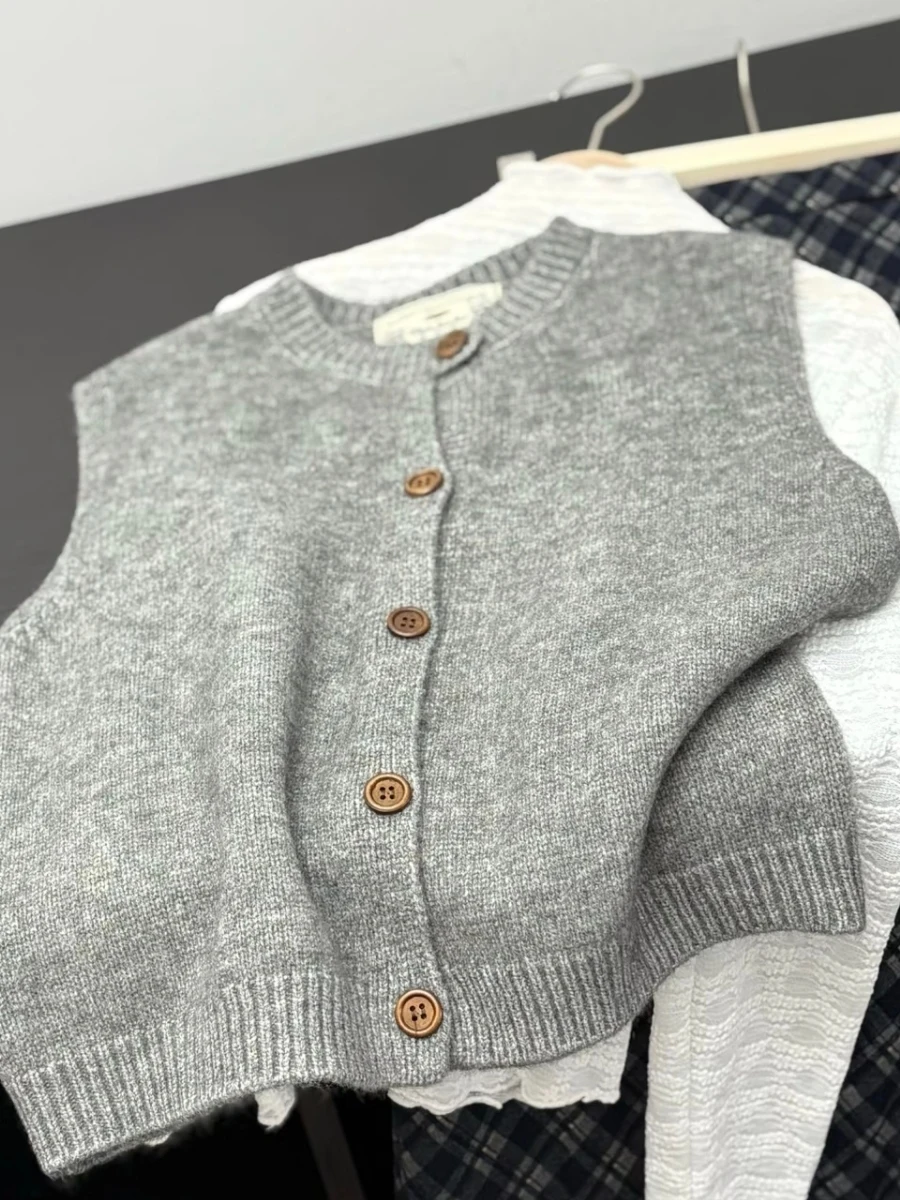 

Женский вязаный жилет-кардиган свободного кроя для осени и зимы, облегающий, с открытыми плечами