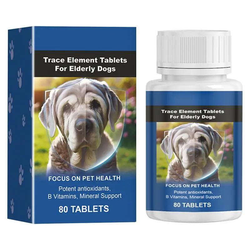 Senior Dog Joint Supplement Pet Wellness Tablets Trace Element Tablets 80Pcs Tablets for Dog Joint Relief Supports Skin Coat