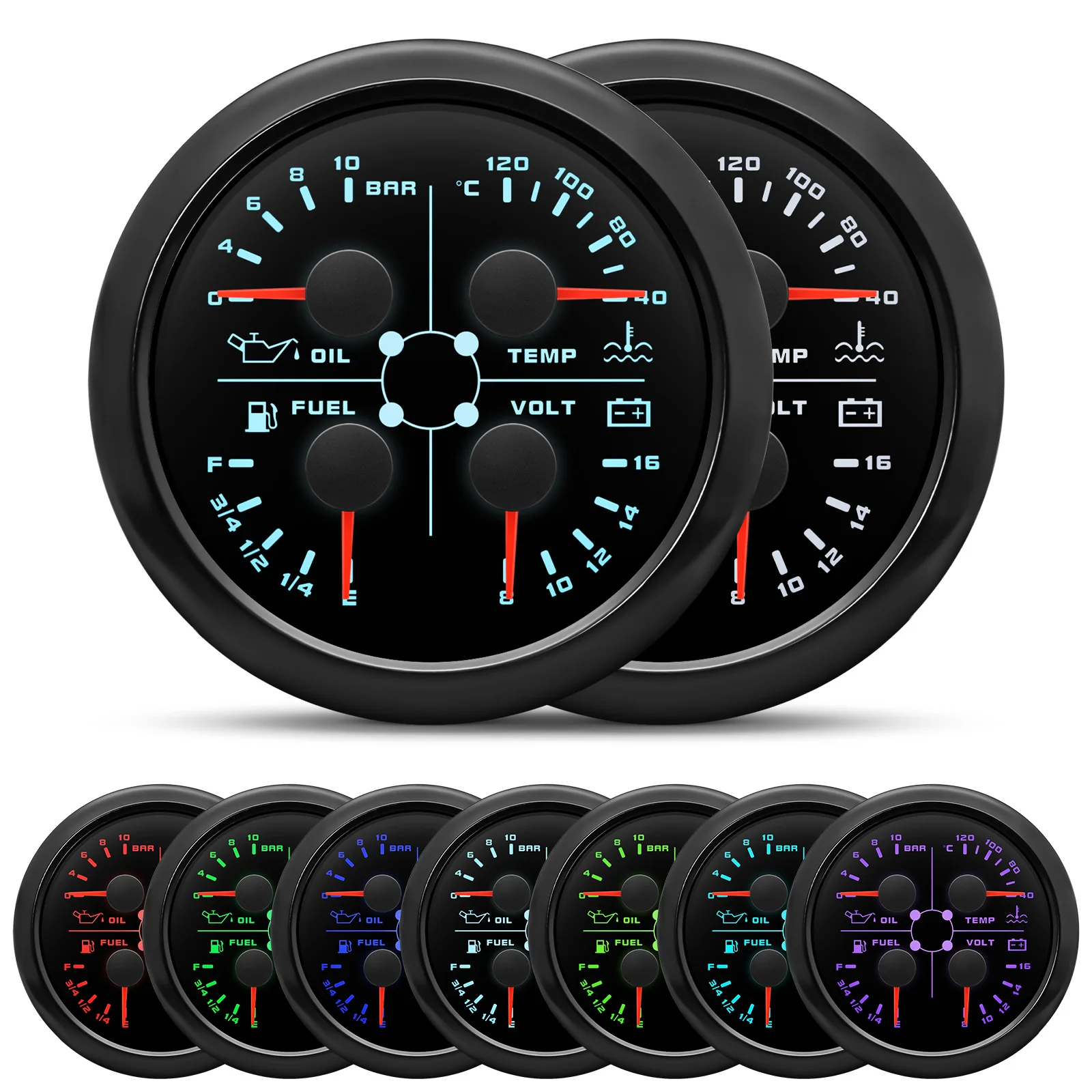 

4 в 1, водостойкий вольтметр с сигнализацией, 85 мм, 12 В, 24 В