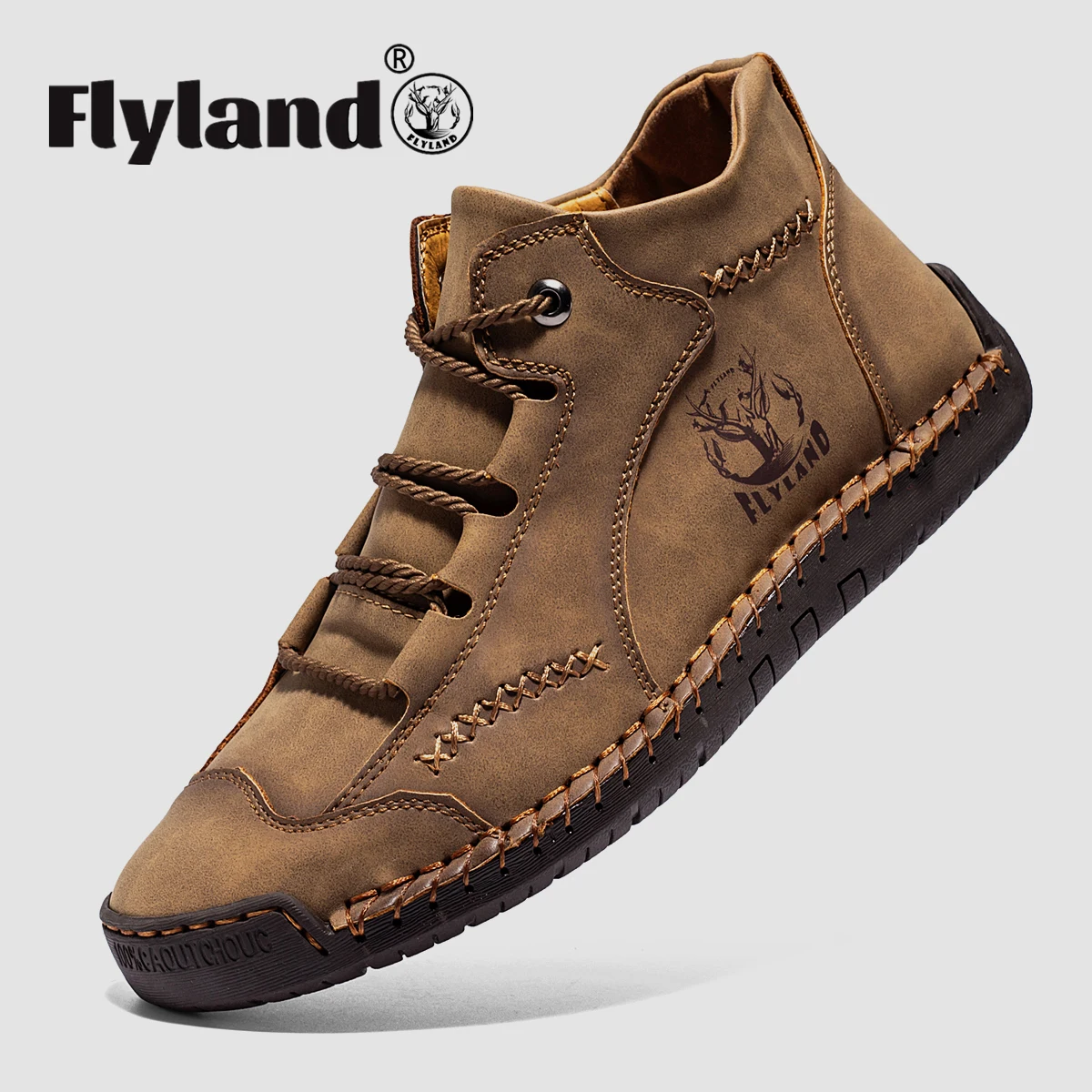 FLYLAND Comfortable Casual Leather Shoes Men Sneakers Leather Loafers Handmade Men Shoe Breathable Flats Shoe Hot Sale Moccasins