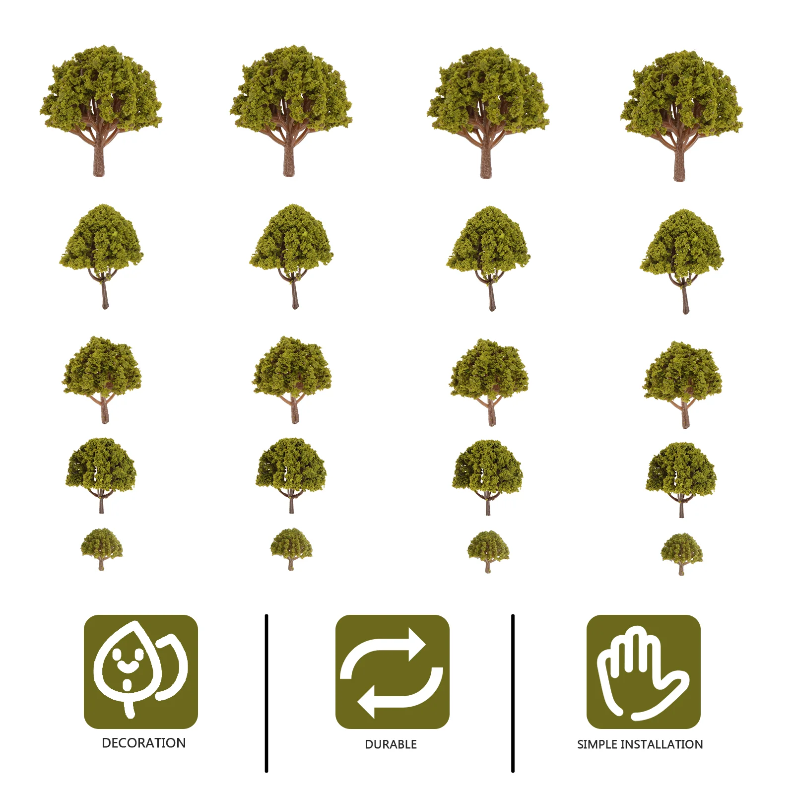 20 pezzi modello paesaggio alberi paesaggistici gialli layout puntelli 3 cm-8 cm (verde) alberi paesaggistici con layout paesaggistico giallo