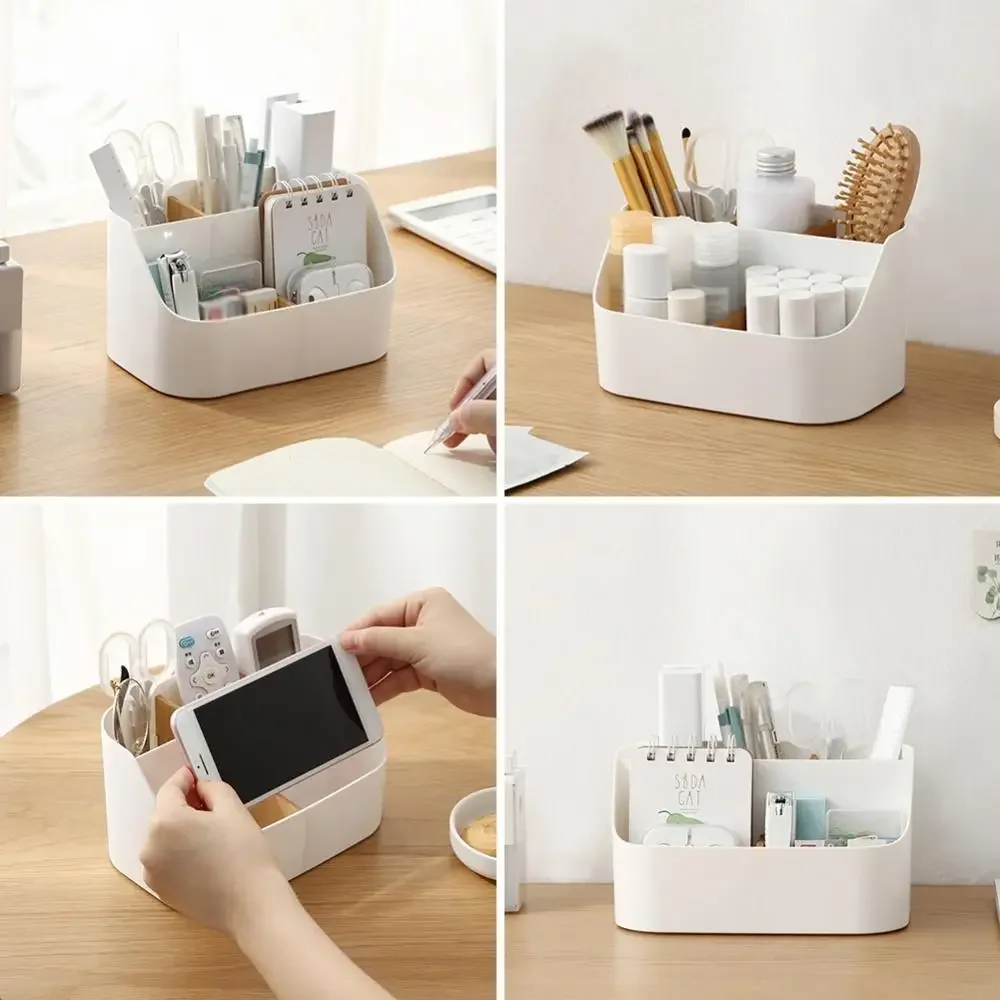 Desk Storage Box Office Supplies Box Makeup Cosmetic Desktop Organizer Plastic Storage Dividing Box for Office Living Room