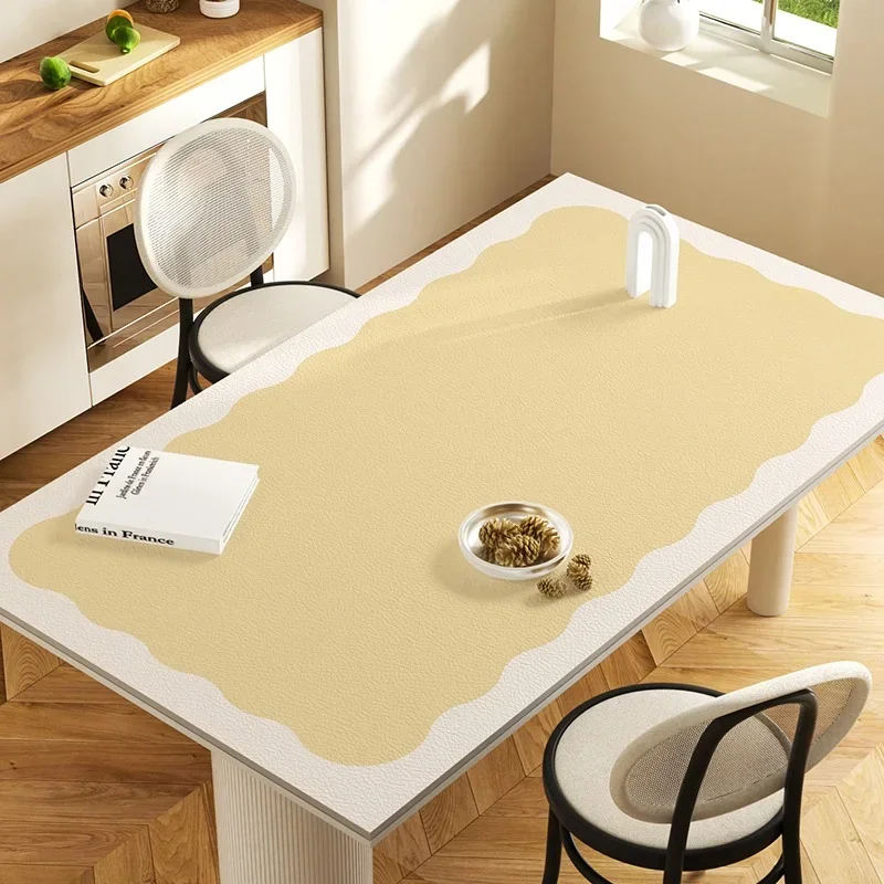 Cream Style Luxurious Table Mat Waterproof Oil-Proof Kitchen Tablecloth PVC Art Decoration Table Mats Creative Dining Tablecloth