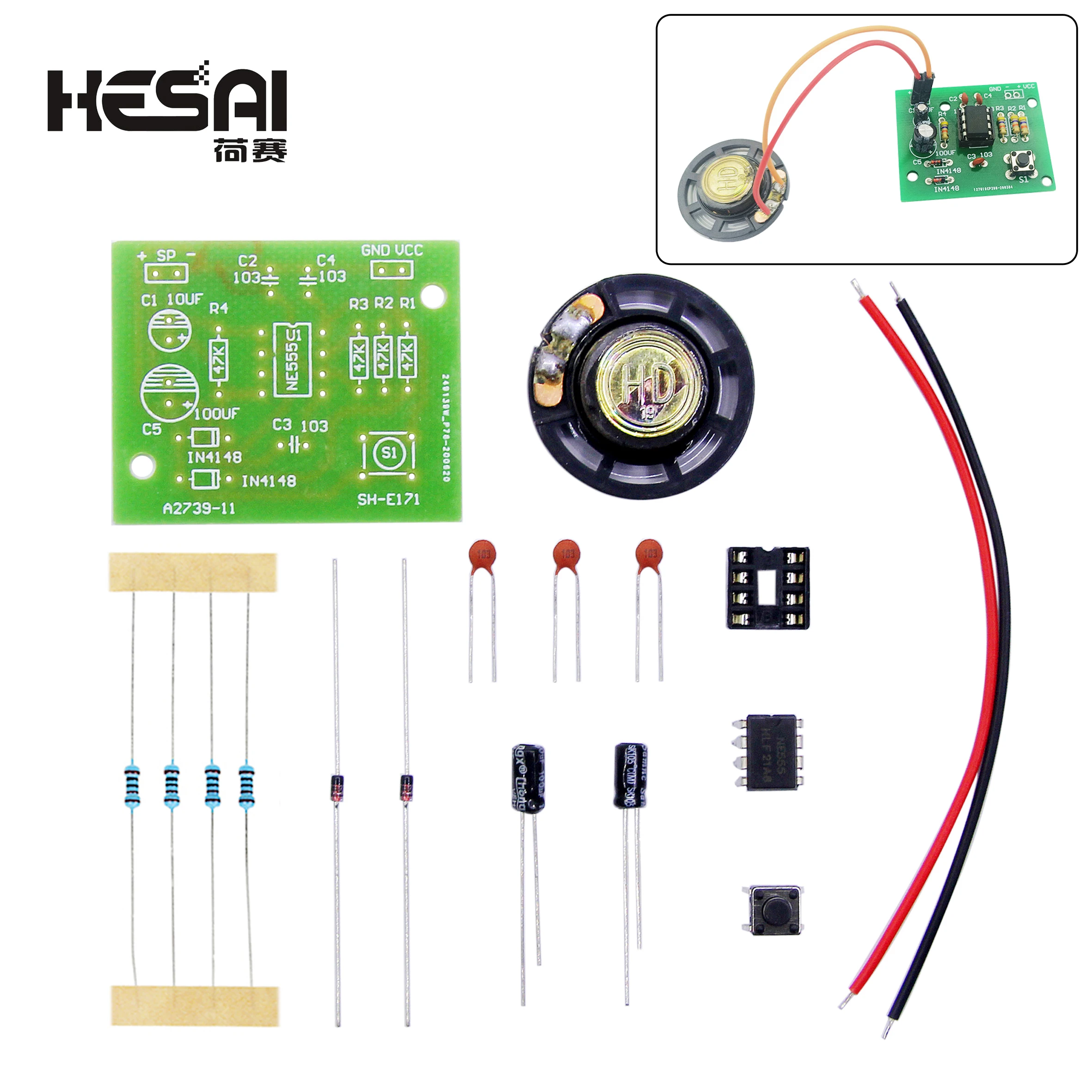 NE555 Doorbell Suite Produkcja elektroniczna Doorbell Suite Zestaw do samodzielnego montażu Ding dong dzwonek do drzwi PCB laboratorium spawalnicze