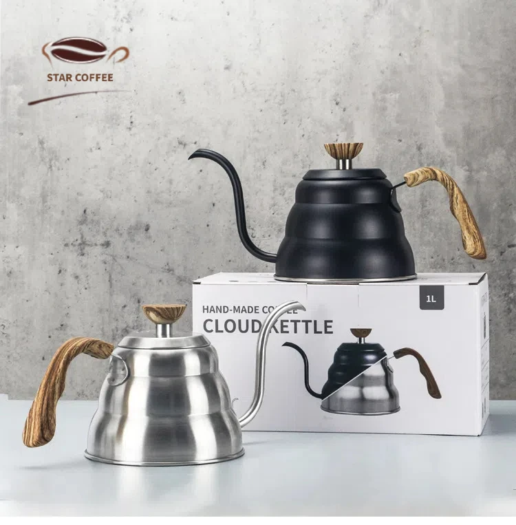 Bouilloire Cloud brassurera à la main, cafetière bouillante extérieure avec Therye.com, bouilloire en bois en acier inoxydable 304, poignée Mars