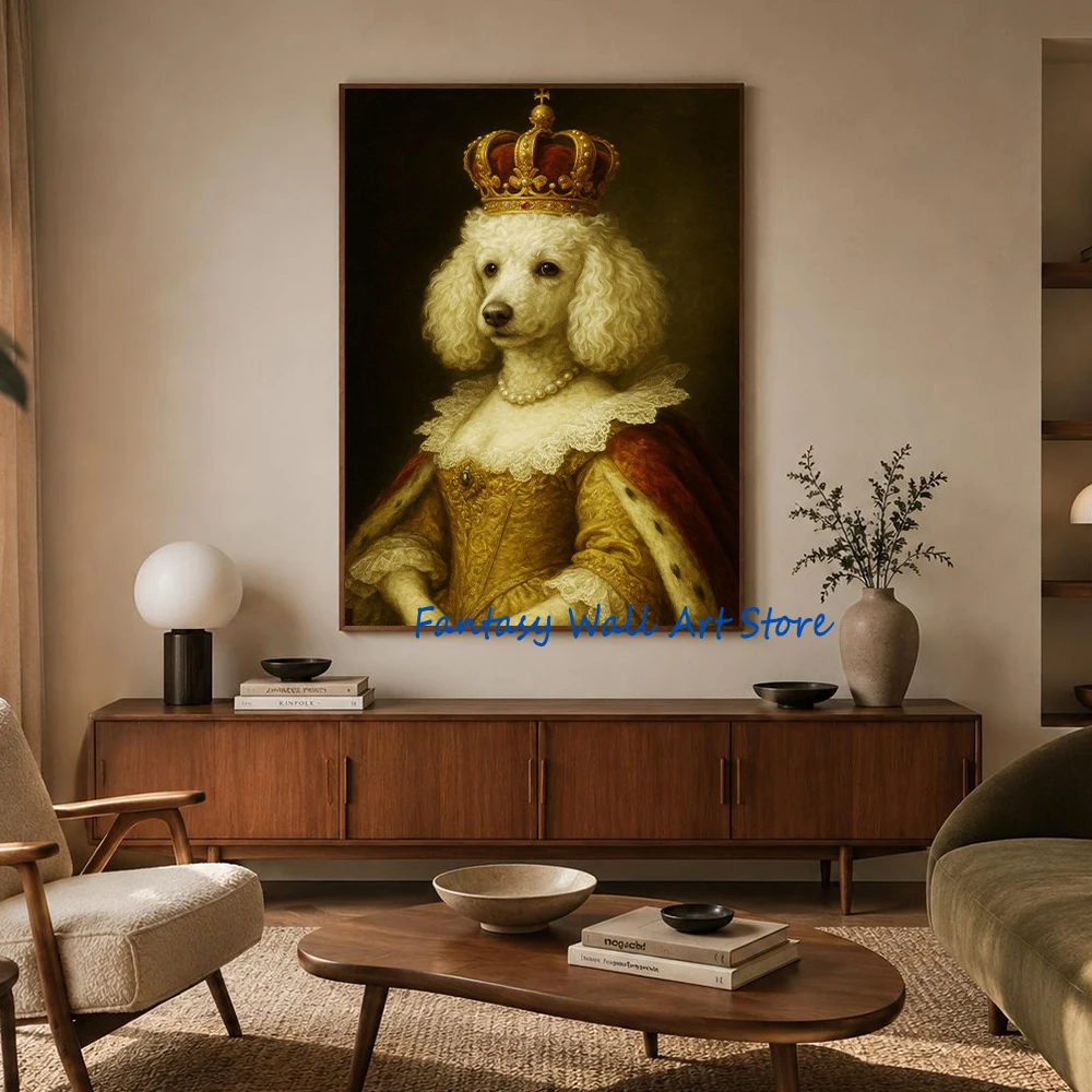 Renaissance Royal Animals King Knight Portrait Poster Renaissance Style Dog Cat Jaguar Wolf Tiger Vintage Art Decor Canvas Print