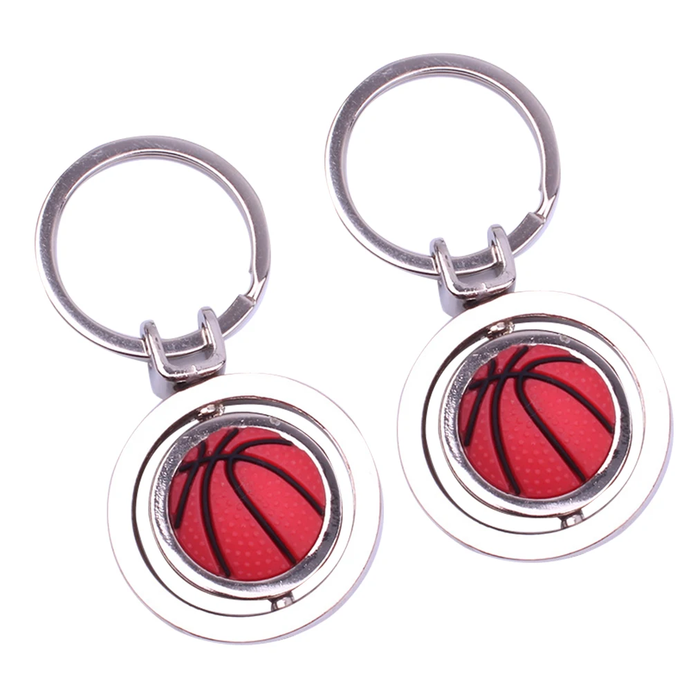 

2pcs Basketball Keychain Rotating Keychains Sports Fan Gift Key Ring Pendant Accessories Bright Color Environmentally Friendly