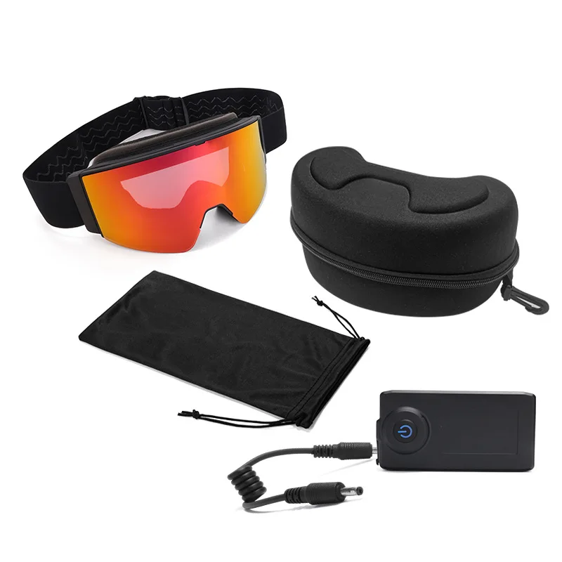 Ski glasses, electric heating, magnetic double-layer anti-fog goggles, nose protection, outdoor skiing men's and women's