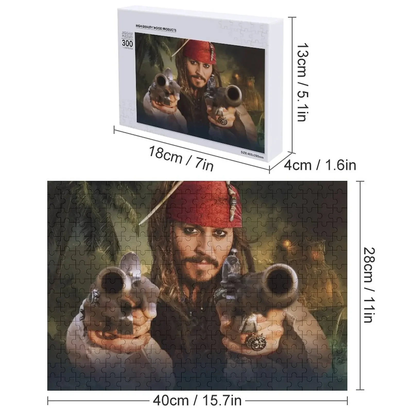 Ilustração Jhonny Depp Quebra-cabeça de madeira Animais de madeira Adultos Foto Adulto Quebra-cabeça de madeira