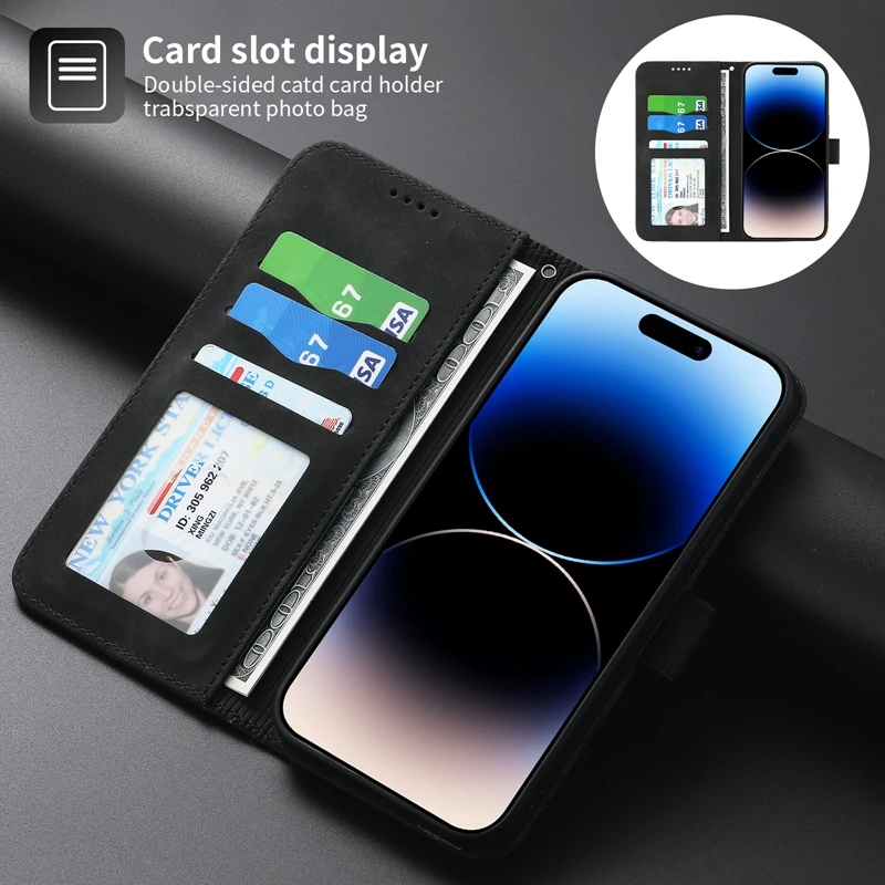 Custodia Portafoglio In Pelle Per Xiaomi Redmi Note 10 Pro - Cover A Libro Con Slot E Supporto (Nero) - 2