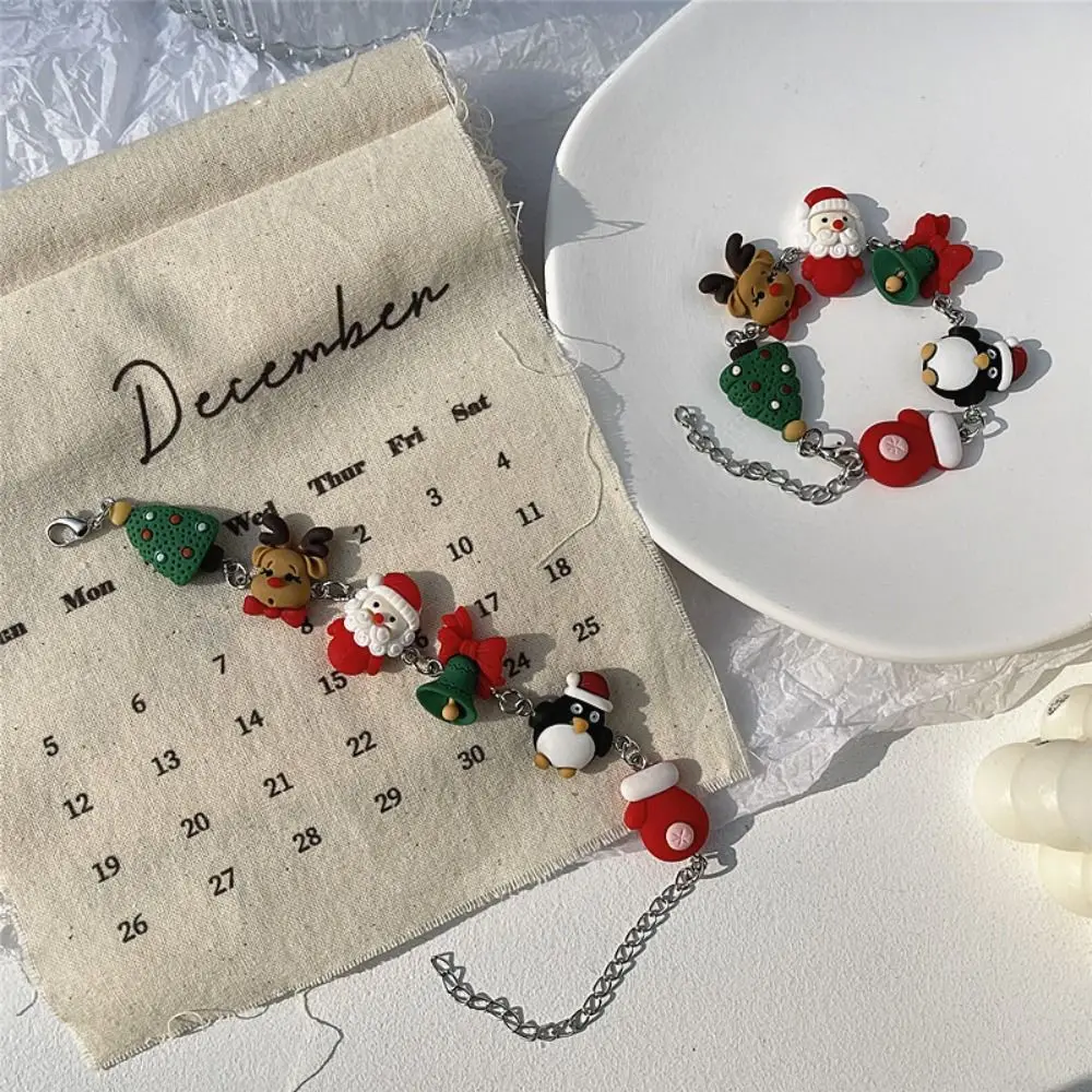 Colorful Kids Merry Christmas Bracelet Kriss Kringle Santa Claus Christmas Bell Hand Chain Christmas Tree Elk