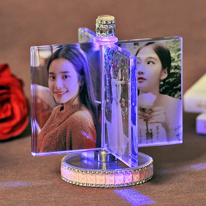 Rotated Windmill Crystal Photo Frame Glass Album for Pictures Frame Friends Unusual Personalized Gift Hold 4 Pic Custom ZM156