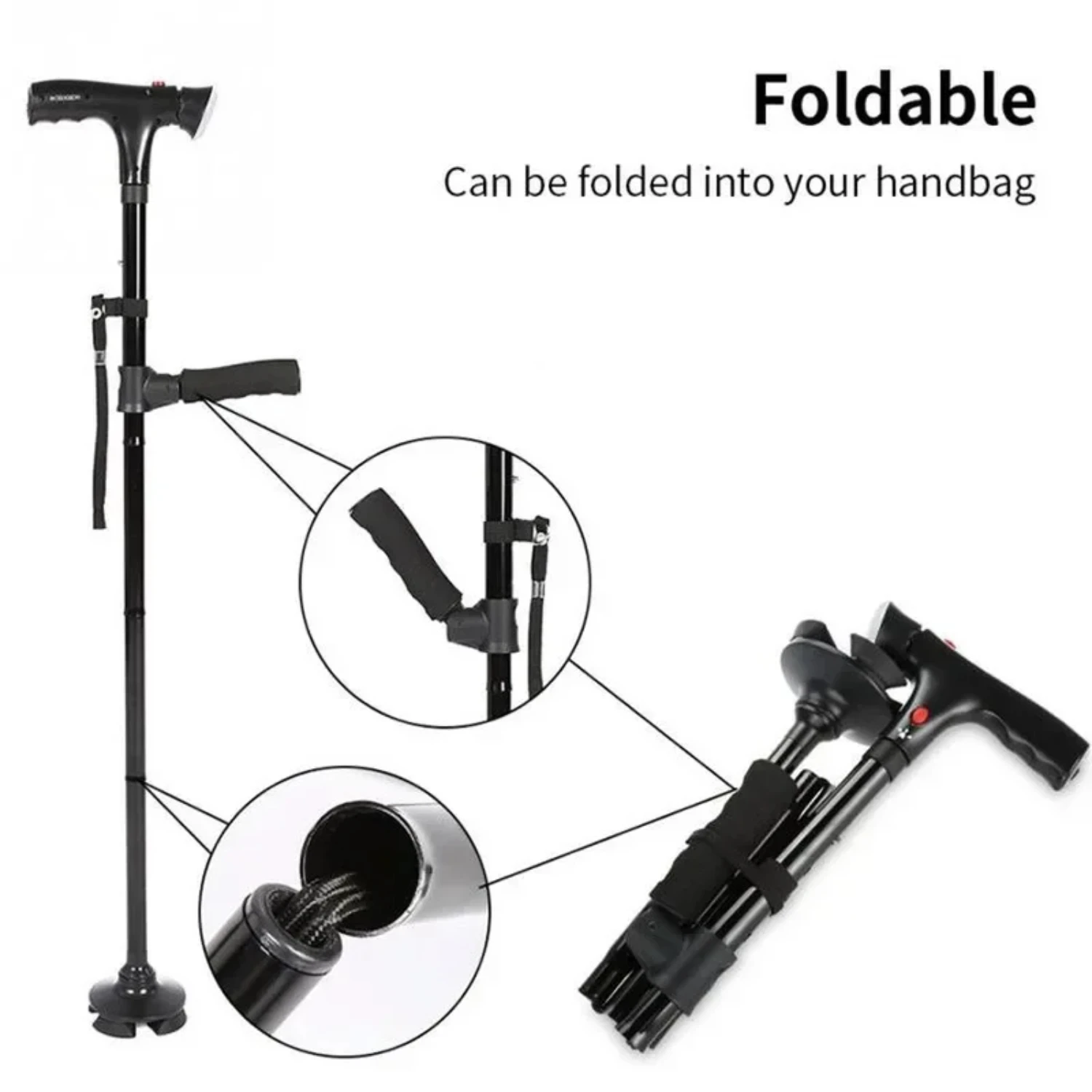 Collapsible Telescopic Folding Cane Elder Cane  With Alarm Walking Trusty Sticks Elder Crutches  Mothers the Elder Fathers Kdc S