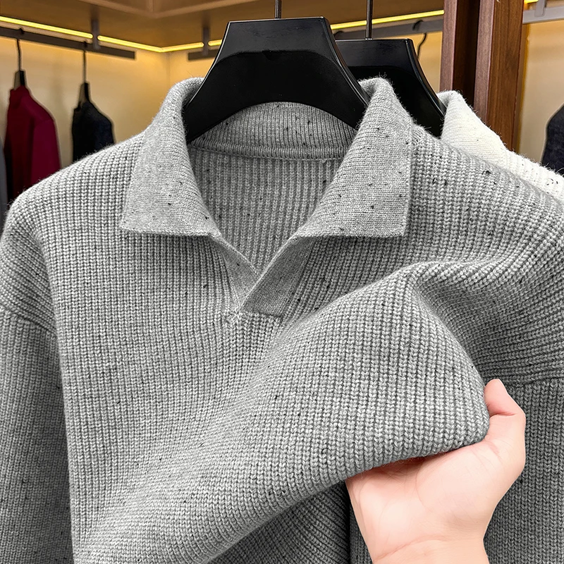High End Men's Sweater Designer New Seagull Collar Classic Jacquard Design Autumn Winter Thick Warm Fashion Casual Knit Pullover