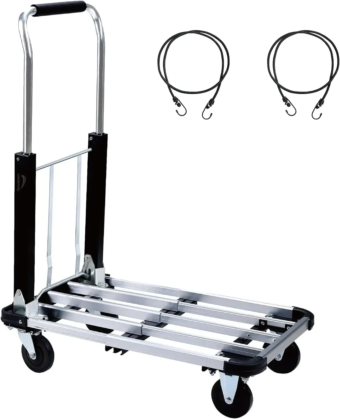 

Foldable Push Cart Aluminum Alloy Platform Cart with 4-Wheel,Adjustable Length,330-LB Capacity(with 2 Ropes)