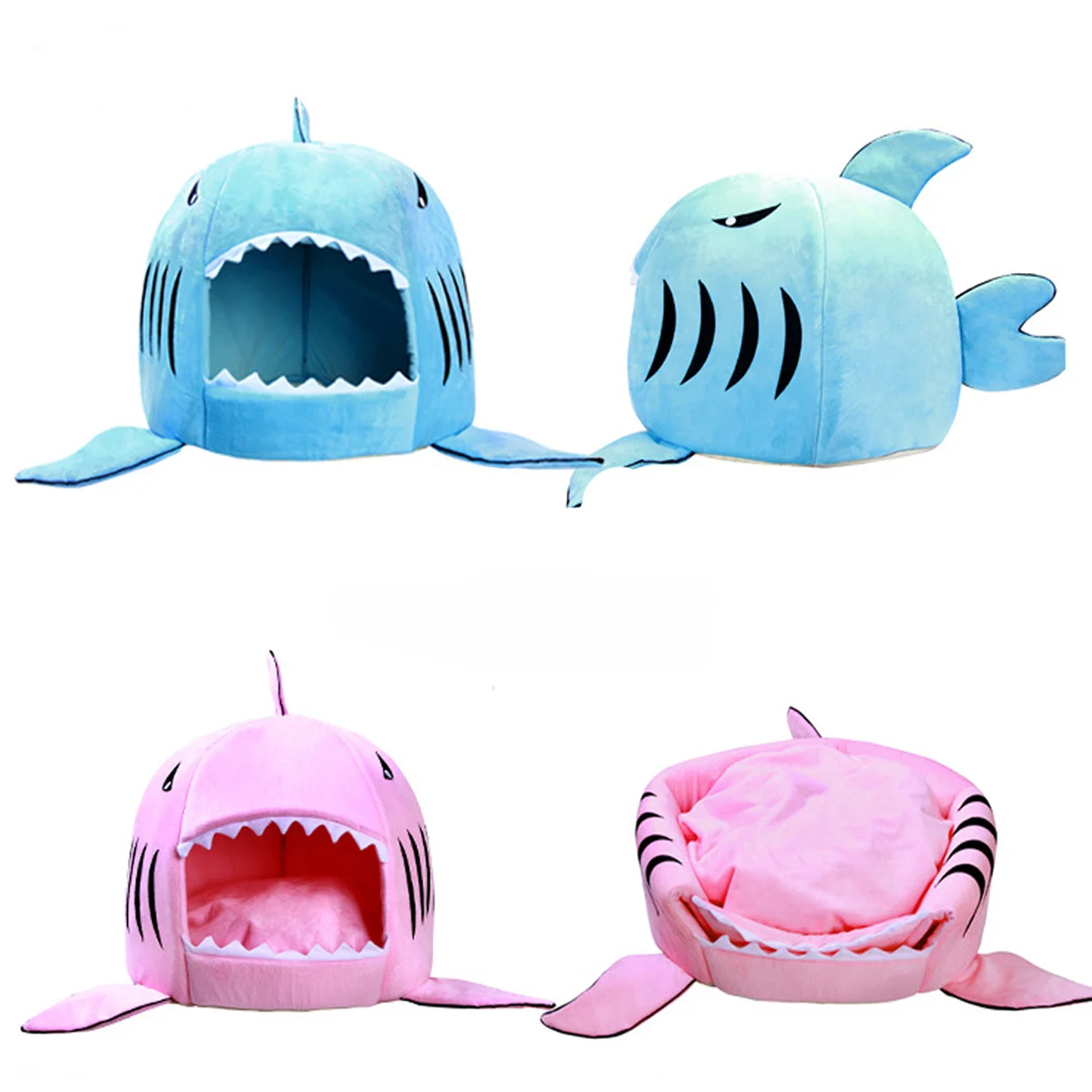 Cartoon Shark Cat Nest Winter Puppy Bed Dog Nest Four Seasons Universal Shark Nest Dog Thickened Warm Room Mongolian Bag