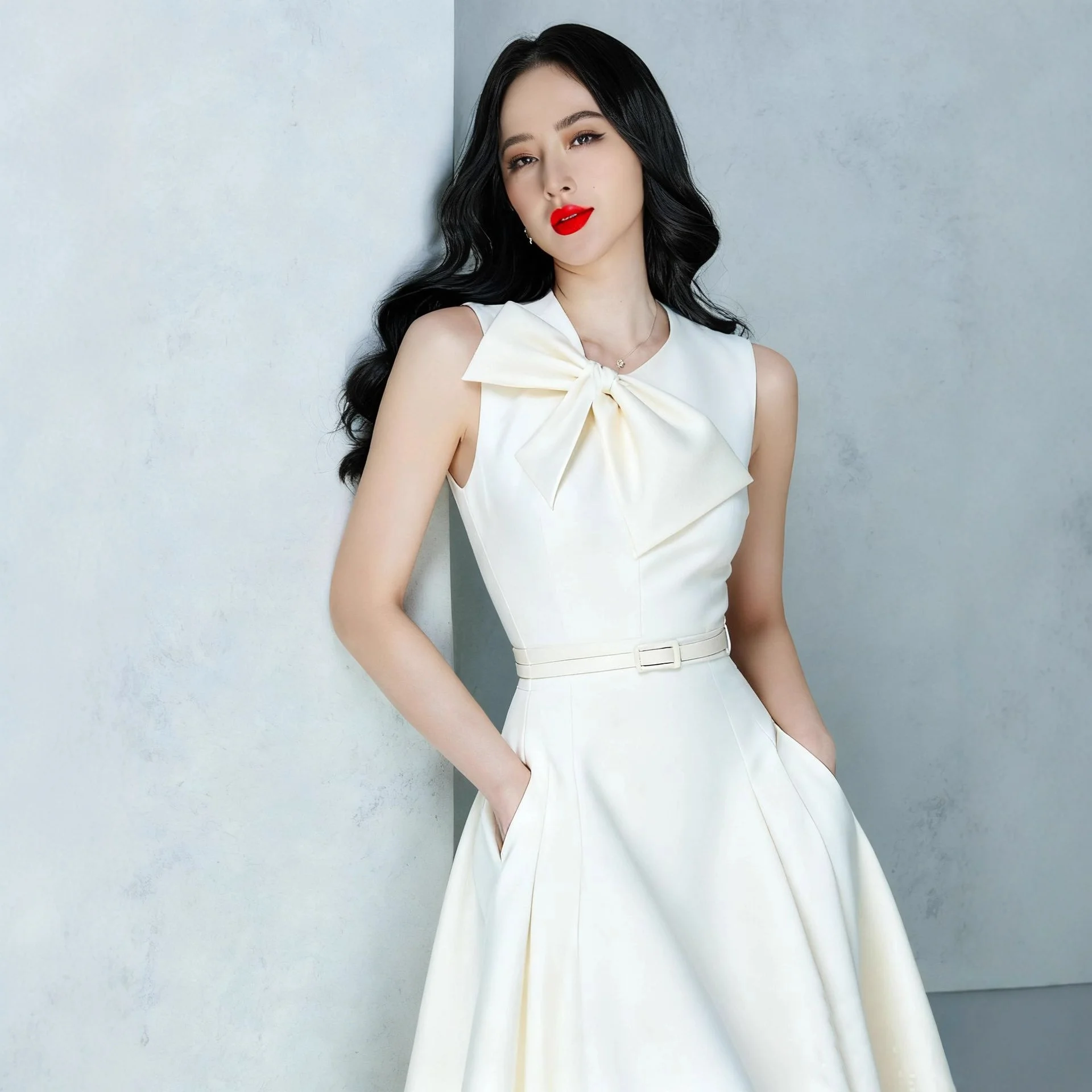 Abito con scollo a V color albicocca Abito da donna senza maniche elegante a vita alta Abiti aderenti Design da passerella Abbigliamento vintage Lady Party