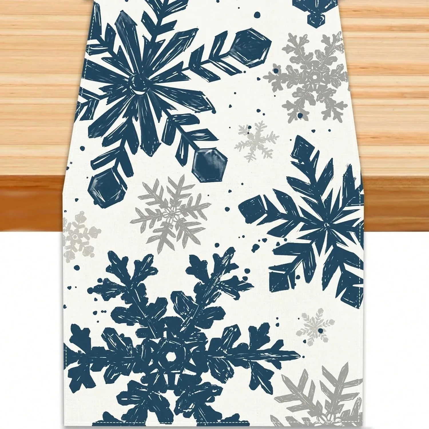 Snowflake Pattern Table Runner 2D Flat Print Winter Decoration Restaurant Table Pattern Charming and Seasonal
