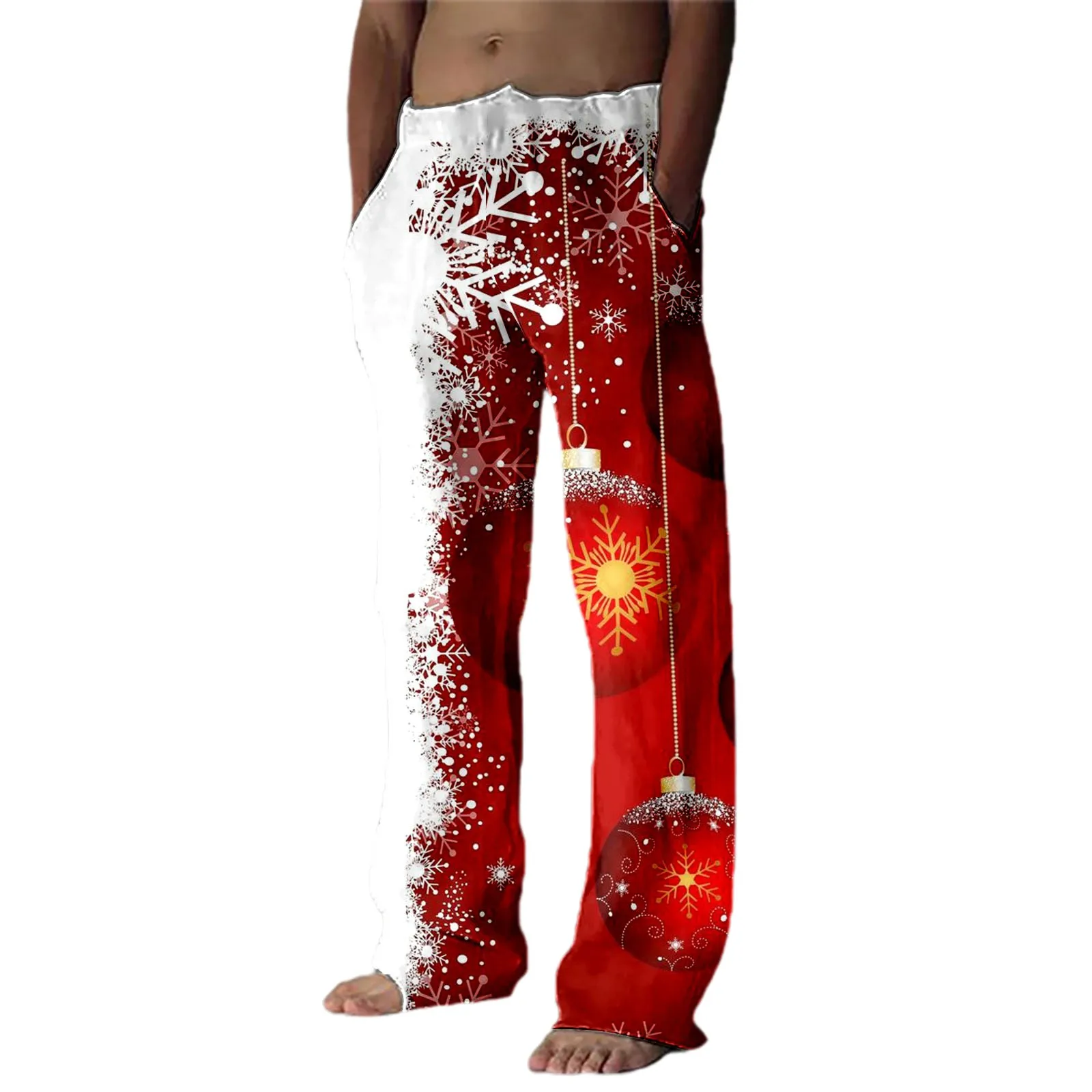 Parachute Pants For Men Mens Christmas Casual Pants Festive Special Tie Dye Layered Snowflake Santa Plaid Printed Casual Pants