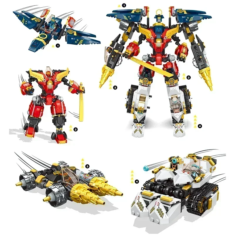 1148 Uds 4 en 1 Ultra Combo Mech bloques de construcción Titan Robot Mech carro con figuras ladrillos juguetes para regalos de niño 71765