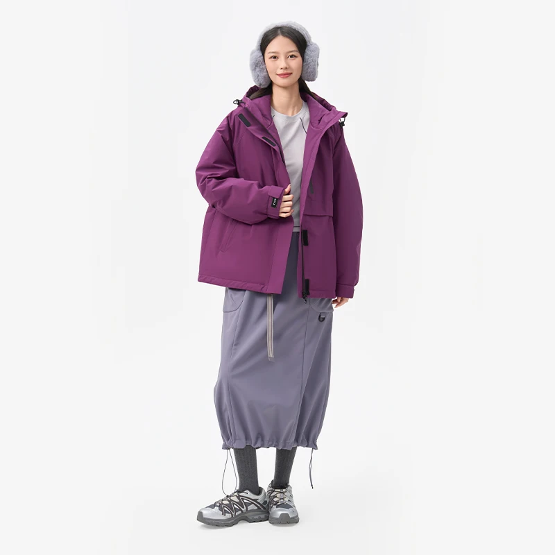 Chericom Short Down Jackets Zippered Slant Pockets Lightweight Hood Workwears Outdoor Thickened Windproof Winter Coats Y318108Y