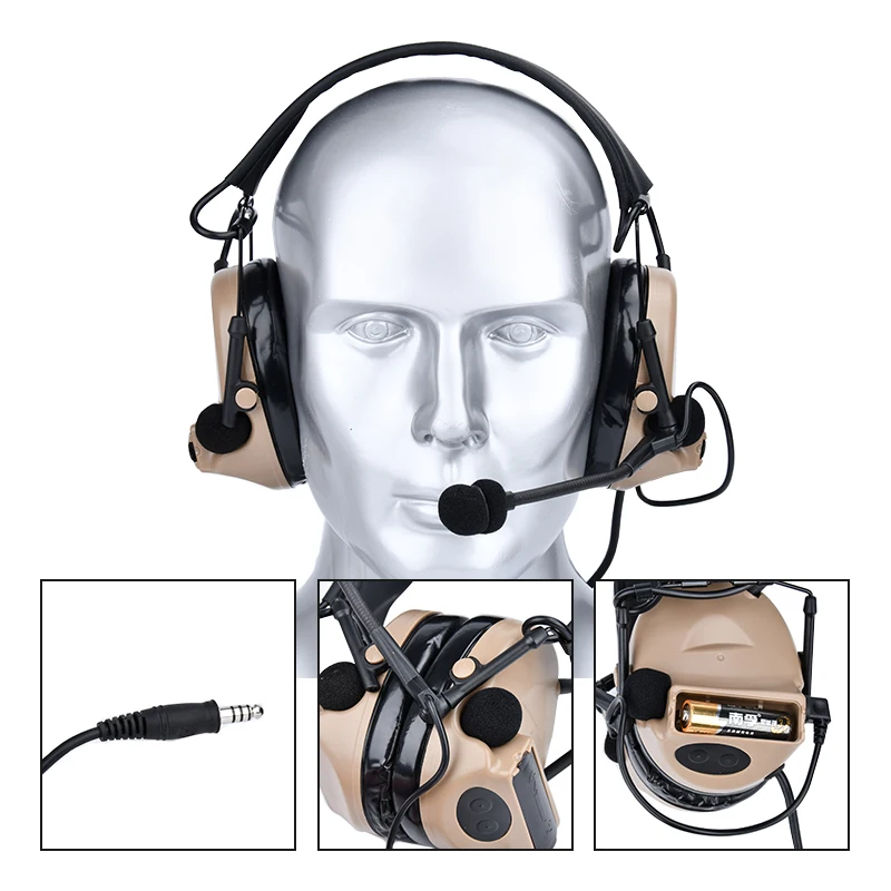 Casque tactique C2 COMTAC 2, réduction du bruit, adaptateur de silencieux, Microphone de Communication, écouteurs, accessoires de chasse