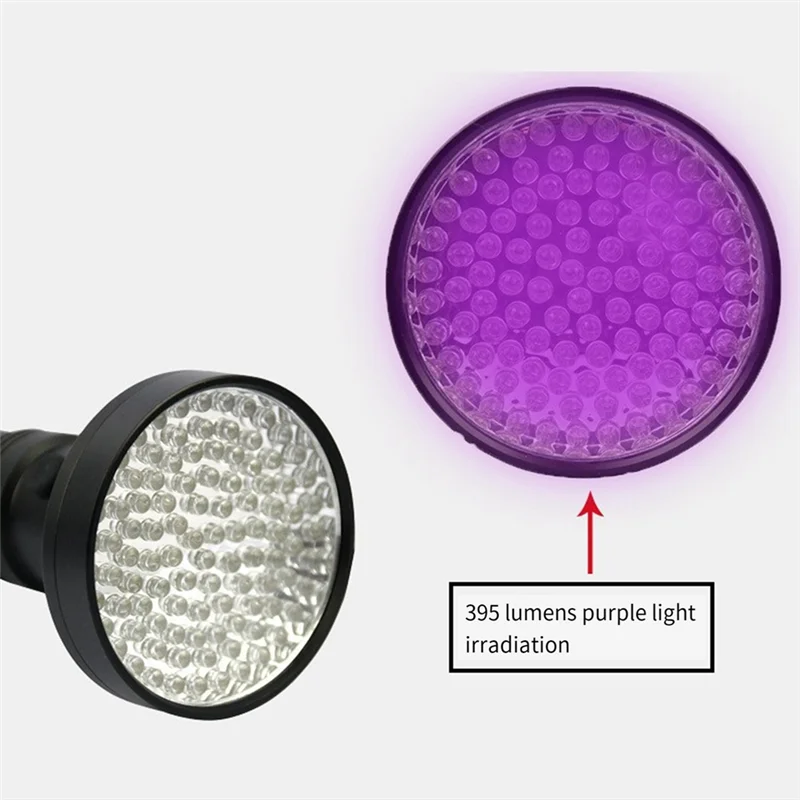 ONCE 100 LED Luce ultravioletta 100 LED Torcia UV Lampada a secco in alluminio impermeabile per esterni, rilevamento di macchie di valuta/urina