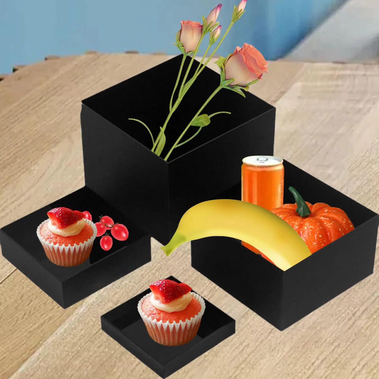 4 Pieces Buffet Riser Display Stand for Collectibles Crafts Art Exhibitions