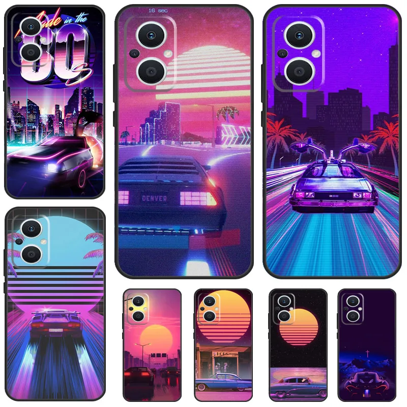 Synthwave 80s Retro Car Case For OPPO Reno 10 8 7 4 5 6 Lite 2Z 4Z 5Z OPPO Find X5 X6 Pro X2 X3 Lite Neo Back Cover