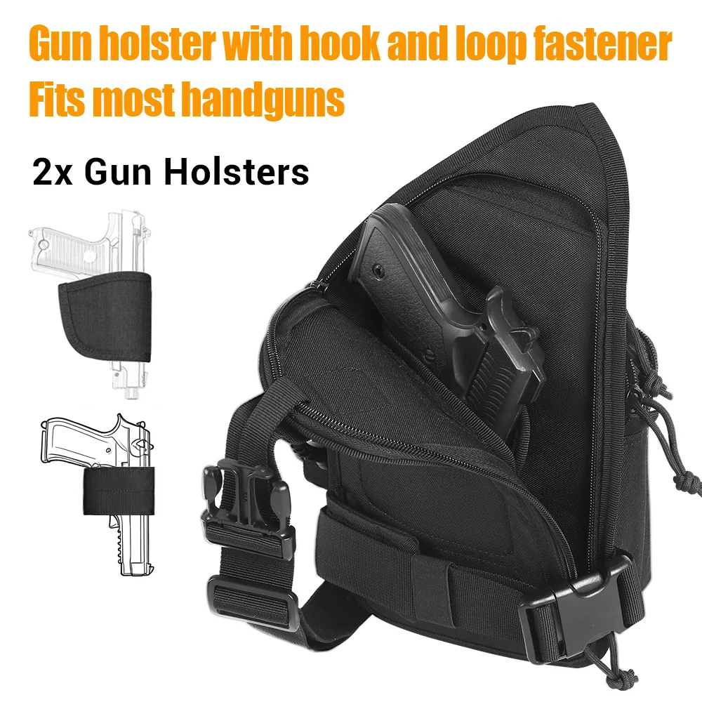 Tactical Pistol Gun Storage Bag Concealed Carry Pistol Gun Pouch with Gun Holster Quick Access Handgun Pouch EDC Chest Bag