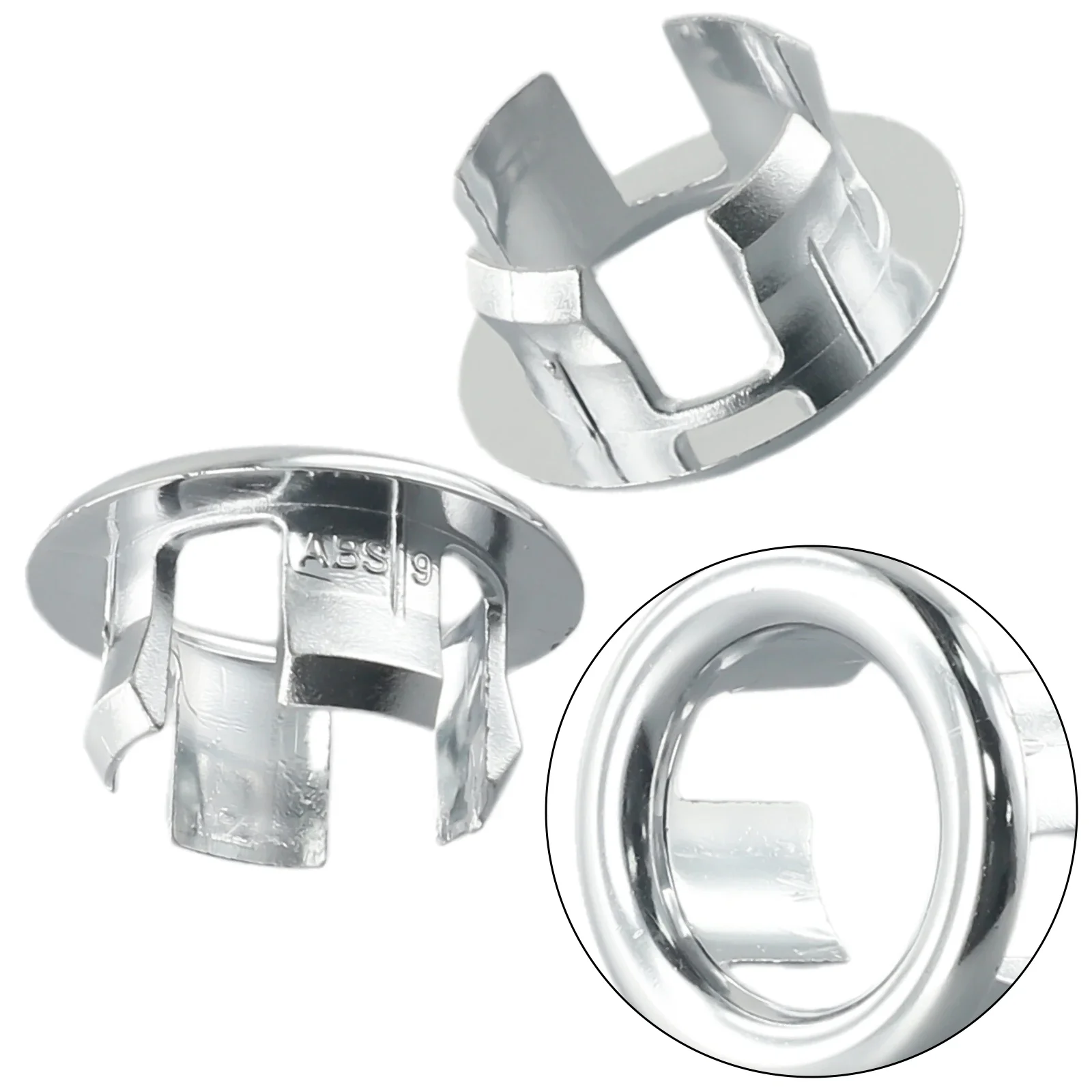 Chrome Hole Overflow Ring para Lavatório, Cap Inserts, Round, Bacia do banheiro, pia, decoração de casa, 2pcs