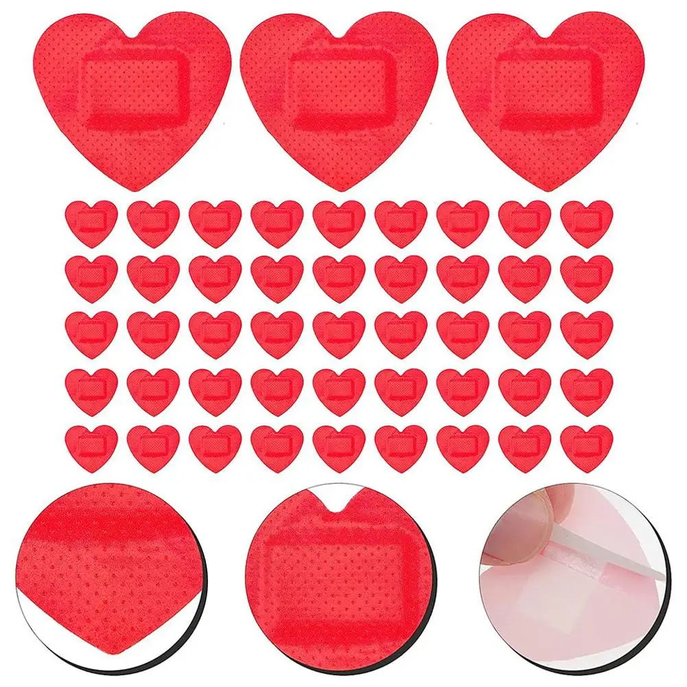 

10/20 Counts Hydrocolloid Heart Shaped Bandages Heart-shaped Self-adhesive Red Plaster Wound Care Fabric Patches For Kids Adults