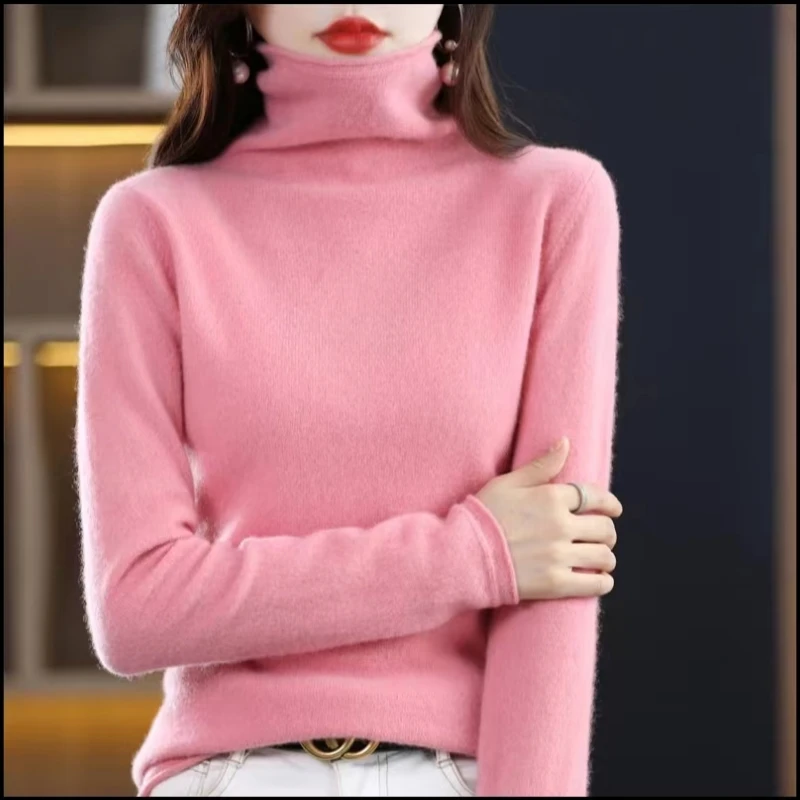 New 100% Merino Wool Turtleneck Cashmere Sweater In Autumn And Winter Women\'s Casual Knitted Coat Women\'s Coat Korean Fashion