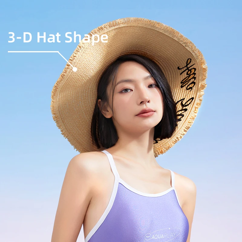قبعة الشمس النسائية من AquaPlay Resort بفيونكة كبيرة على شاطئ البحر وقابلة للتعديل في الهواء الطلق قبعة صيفية قابلة للطي وقابلة للحمل على الشاطئ