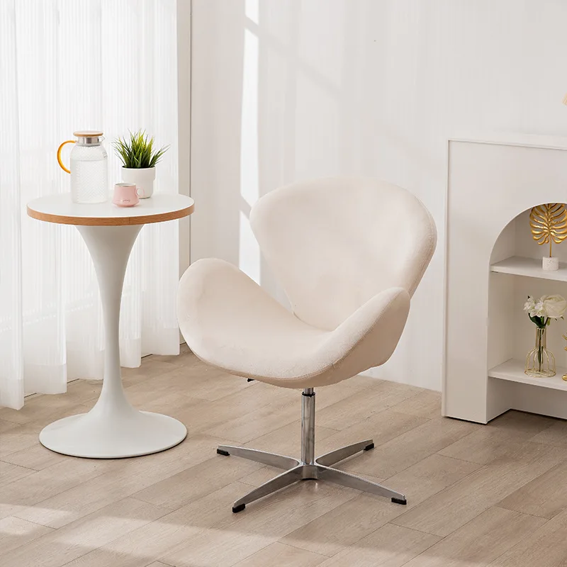 Sofá giratorio nórdico de un solo asiento, silla de ocio, silenciosa, crema, viento, Cisne, silla de oficina
