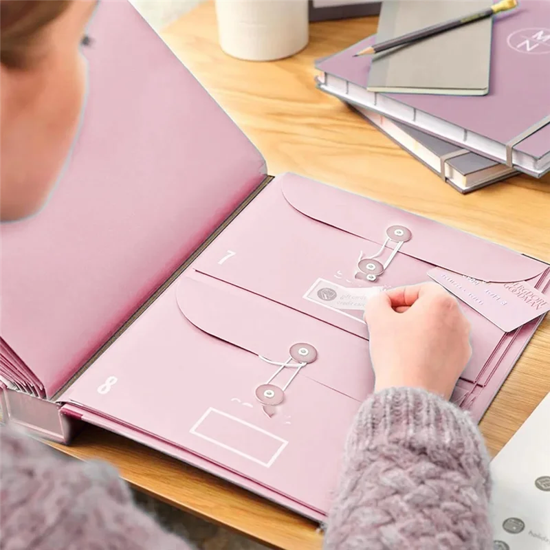 

Durable-File Folders With Labels,Cute Paper Organizer With Zipper Pouch, Portable Documents Organizer For Home Office,File Folde