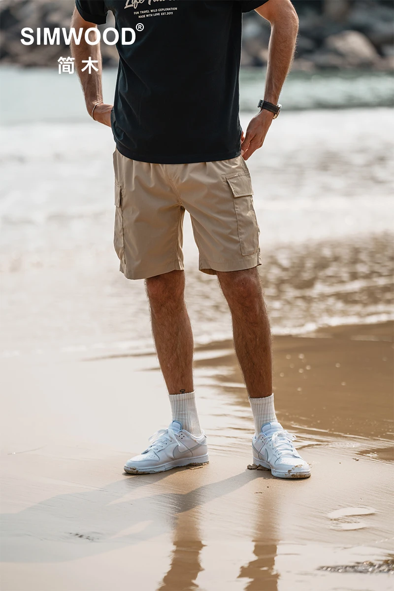 

Летние Новые быстросохнущие легкие мужские шорты SIMWOOD 2024 в стиле оверсайз, повседневные шорты-карго стандартного размера